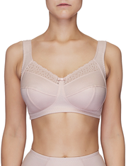 Lauma, Beige Non-padded Wireless Bra, On Model Front, 02123