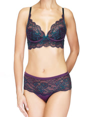 Lauma, Violet Lace Push Up Bustier Bra, On Model Front, 03J11