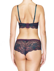 Lauma, Violet Lace Push Up Bustier Bra, On Model Back, 03J11