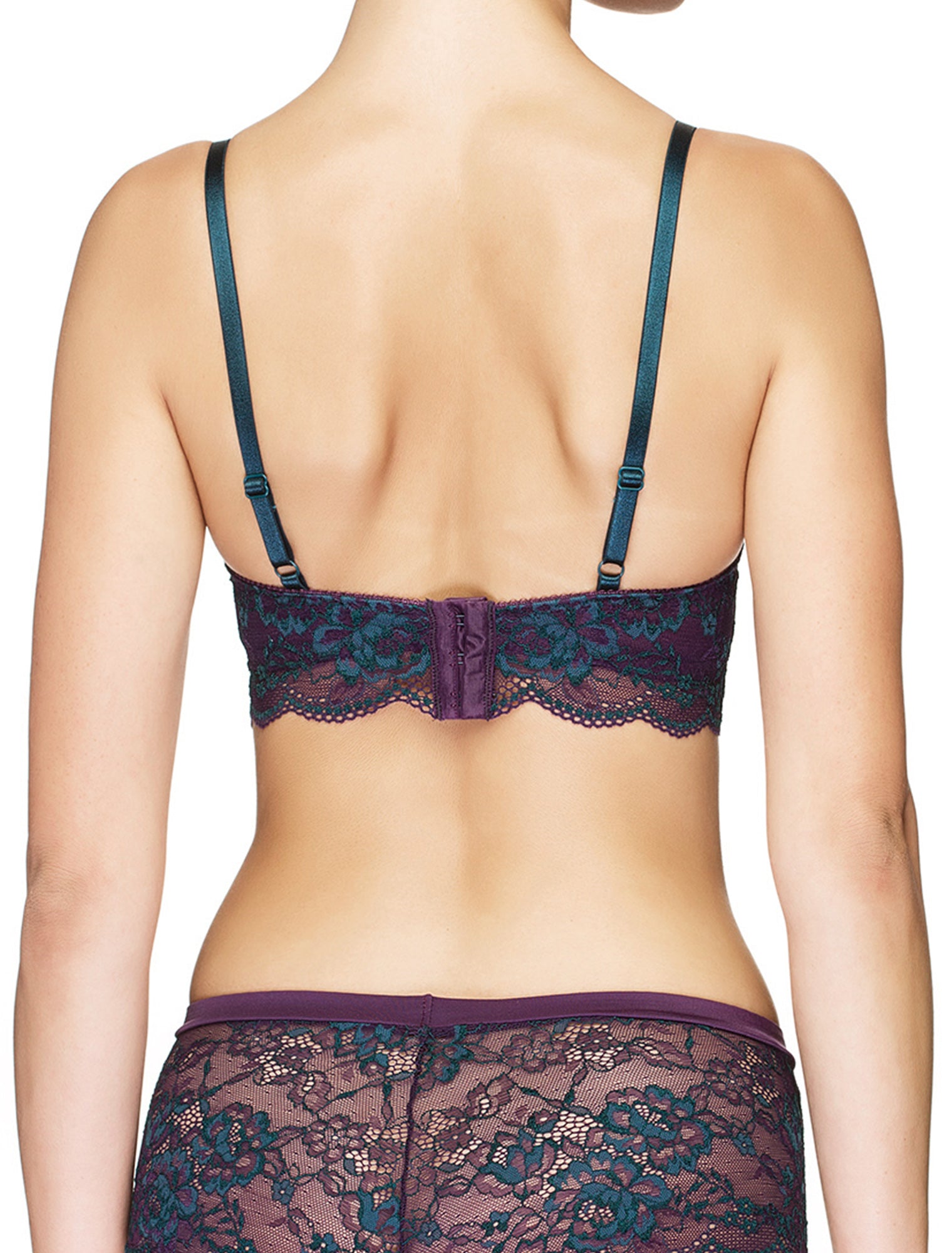 Lauma, Violet Lace Push Up Bustier Bra, On Model Back, 03J11