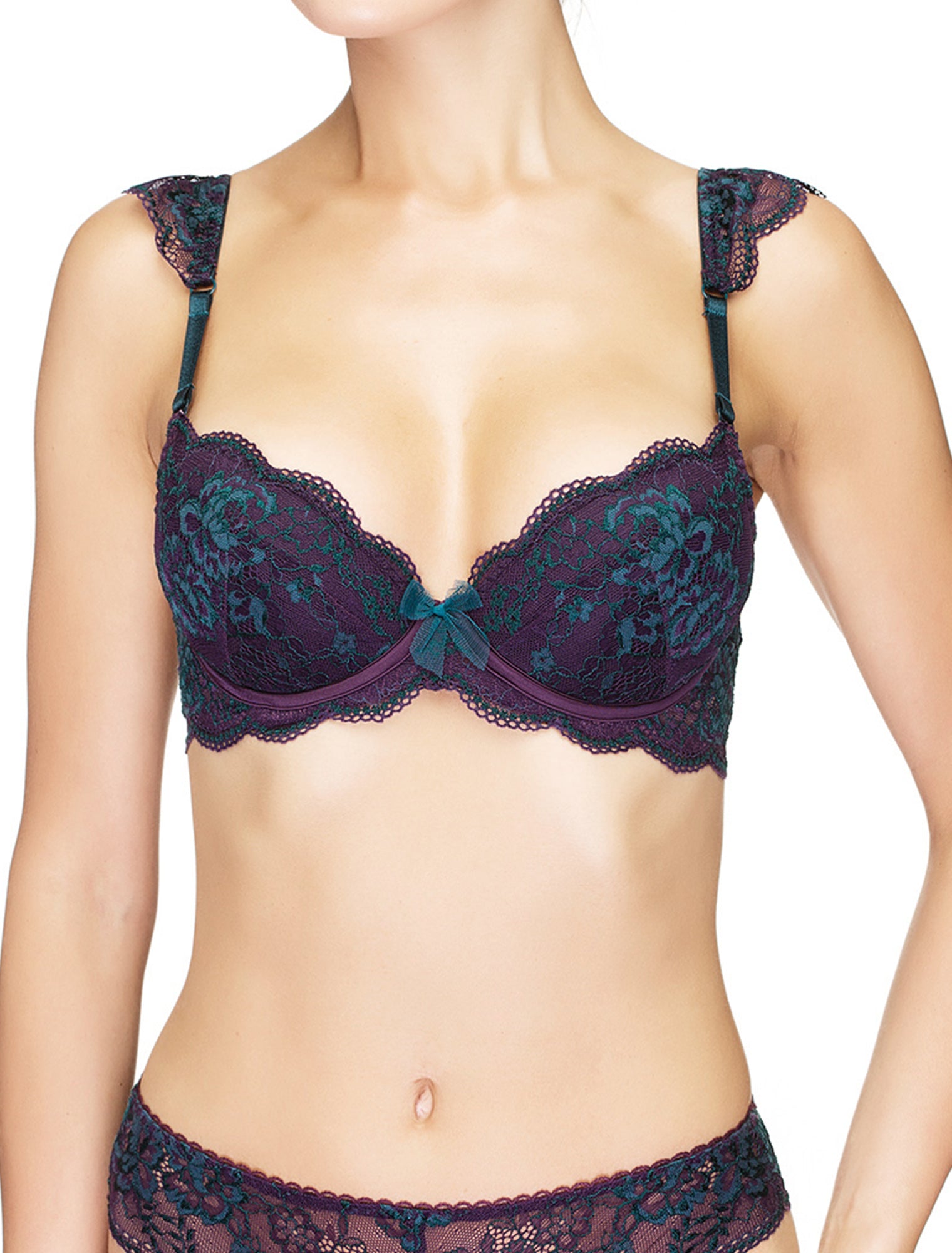 Lauma, Violet Lace Push Up Bra, On Model Front, 03J12