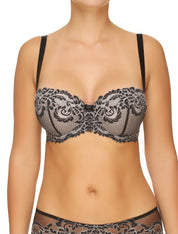 Lauma, Black Padded Lace Balconette Bra, On Model Front, 04H30