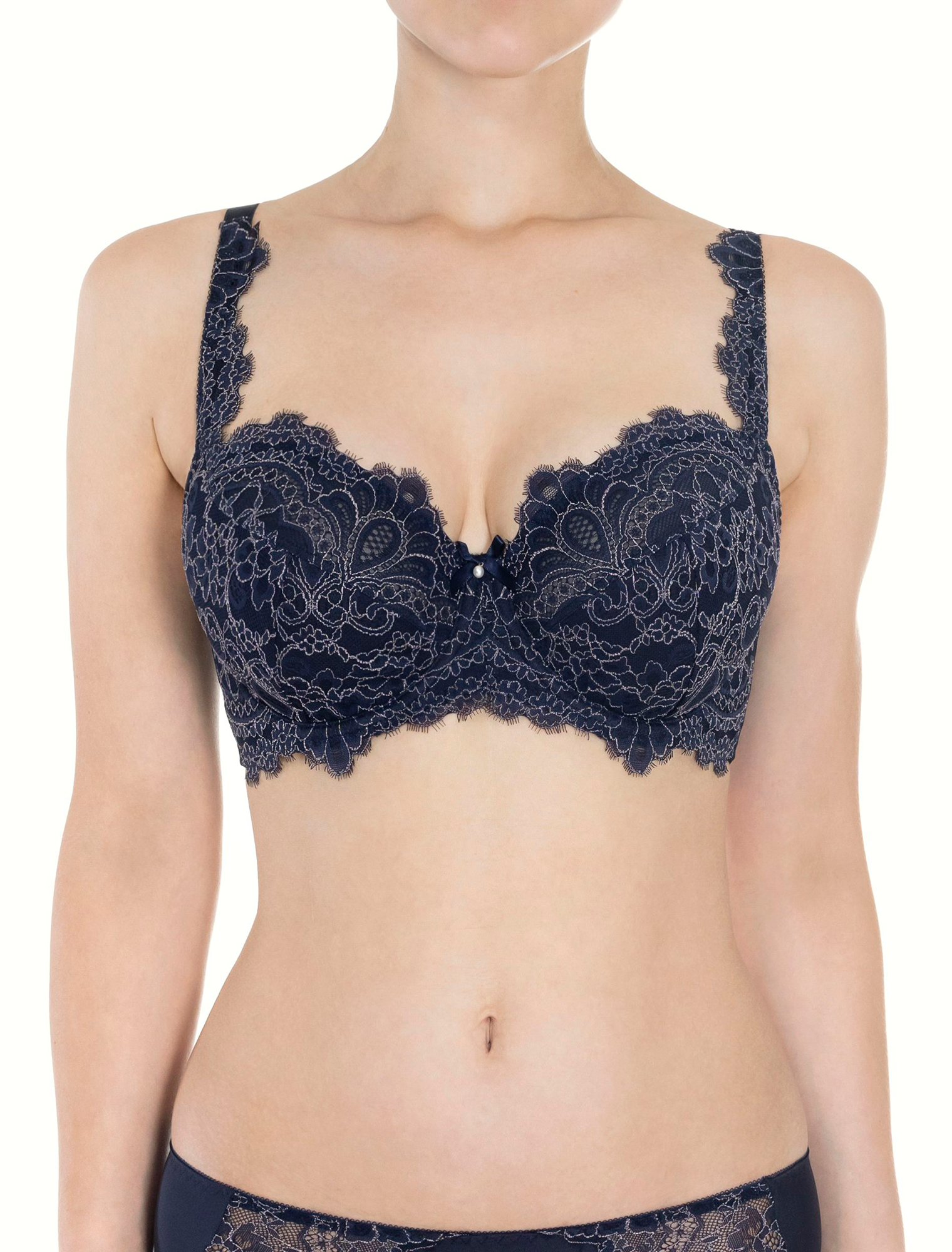 Lauma, Navy Underwired Non-padded Bra, On Model Front, 04K20