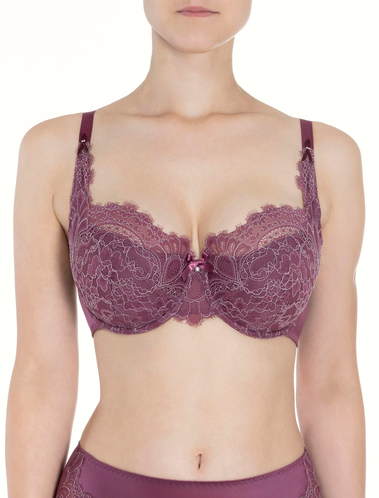 Lauma, Ruby Half-padded Lace Bra, On Model Front, 04K40