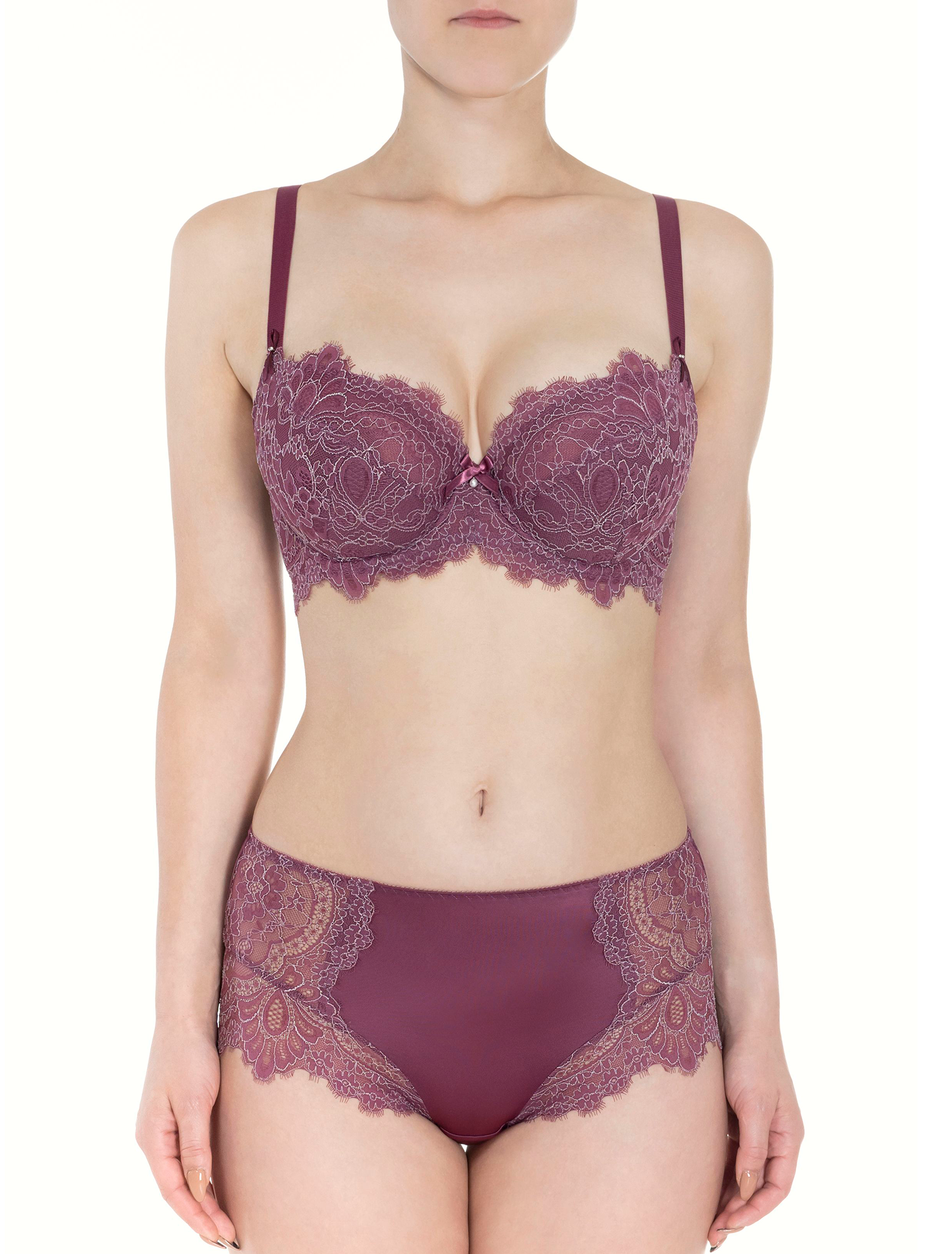 Lauma, Ruby Half-padded Lace Bra, On Model Front, 04K42