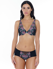 Lauma, Black Plunge Push-Up Bra, On Model Front, 05K11