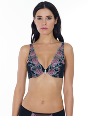 Lauma, Black Plunge Push-Up Bra, On Model Front, 05K11