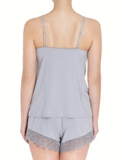 Lauma, Grey Viscose Pyjama Top, On Model Back, 08N80