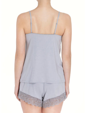 Lauma, Grey Viscose Pyjama Shorts, On Model Back, 08N70