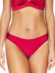 Lauma, Red Mid Waist String Panties, On Model Front, 10B62