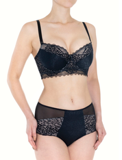 Lauma, Black Half-padded Bustier Bra, On Model Front, 10K40