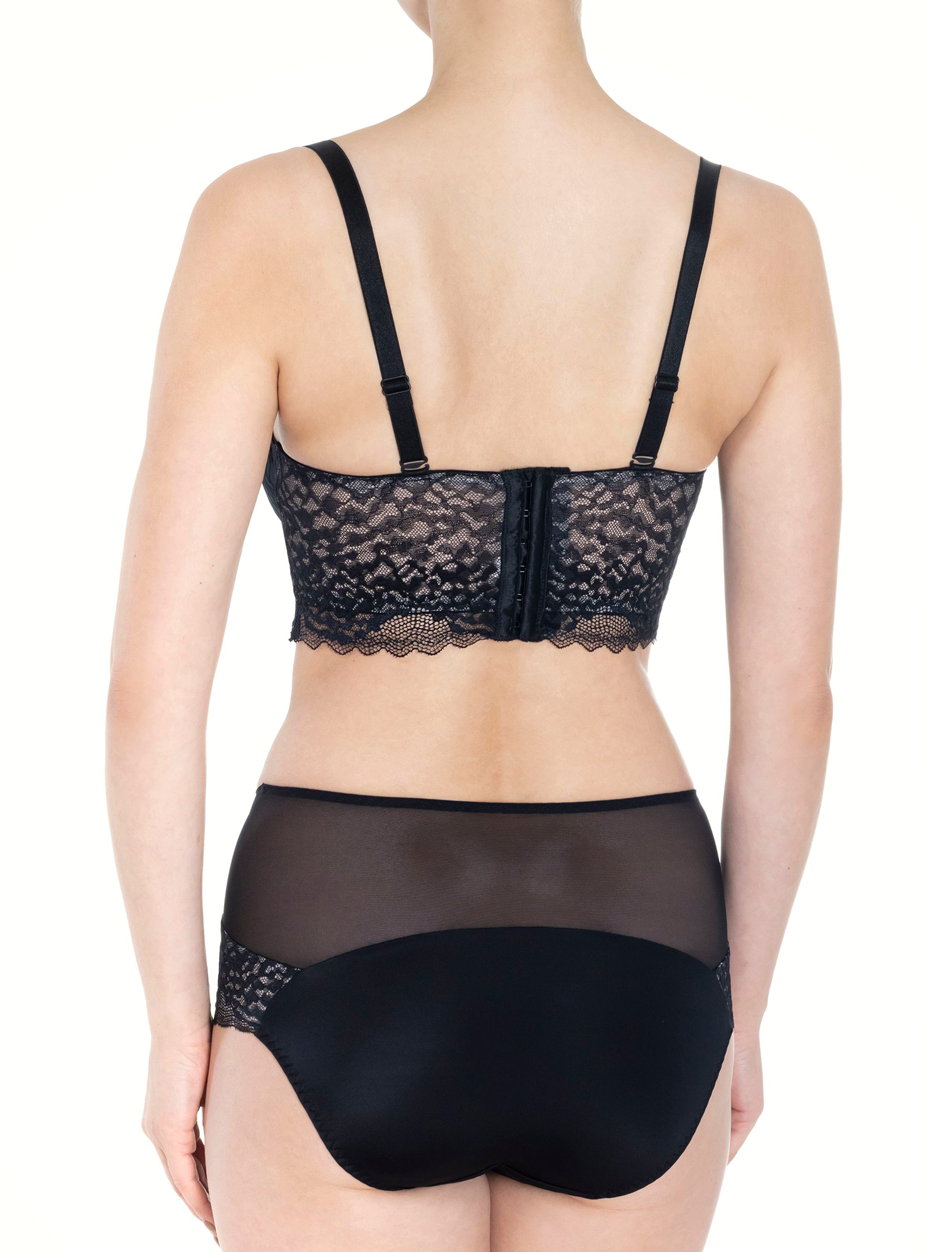 Lauma, Black Half-padded Bustier Bra, On Model Back, 10K40