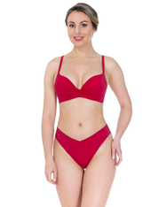 Lauma, Red High Cut Brazilian Bikini Bottom, On Model Front, 12J60