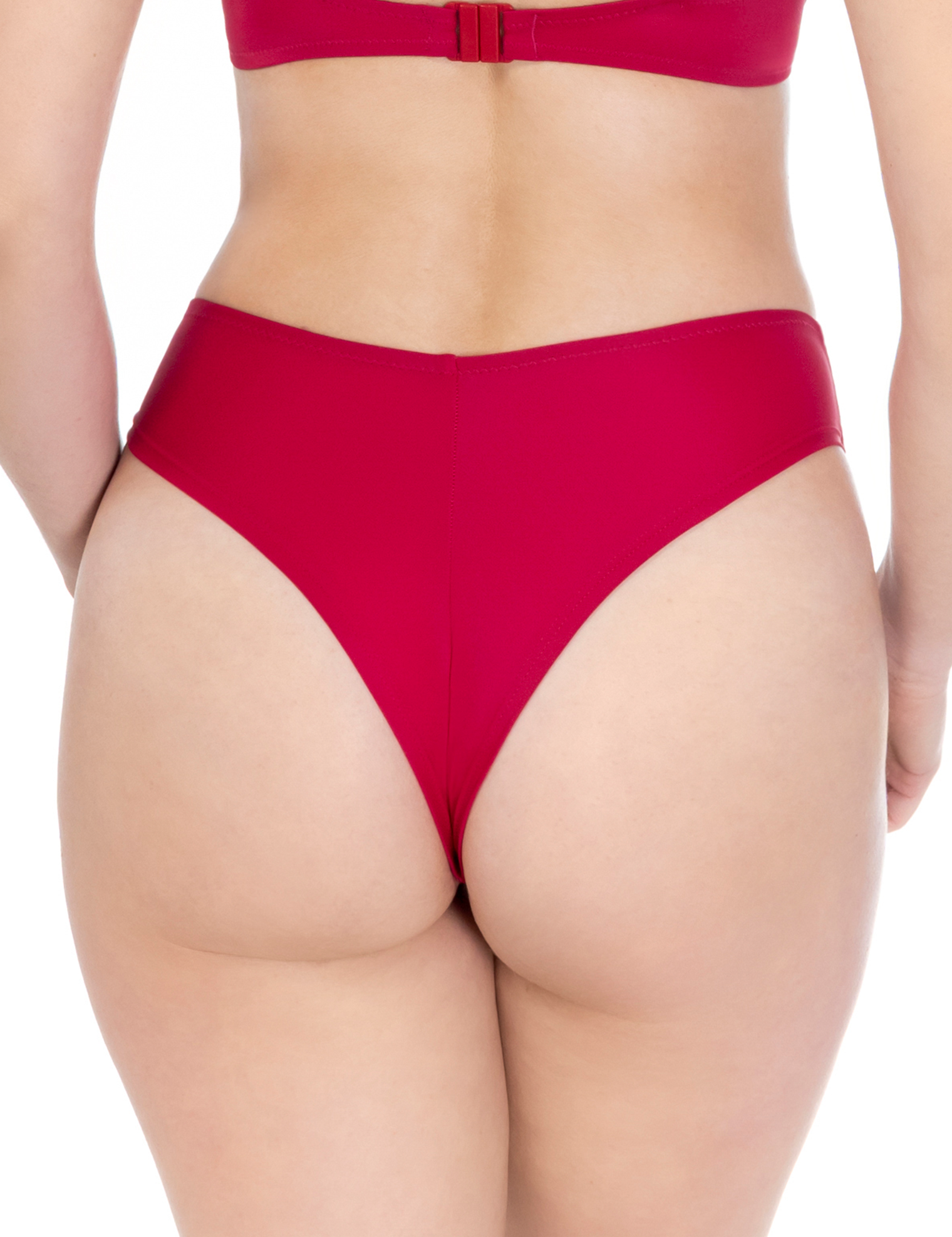 Lauma, Red High Cut Brazilian Bikini Bottom, On Model Back, 12J60