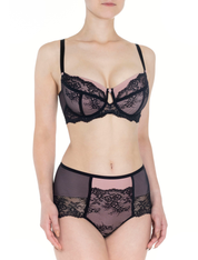 Lauma, Black Half-padded Bra, On Model Front, 12K40