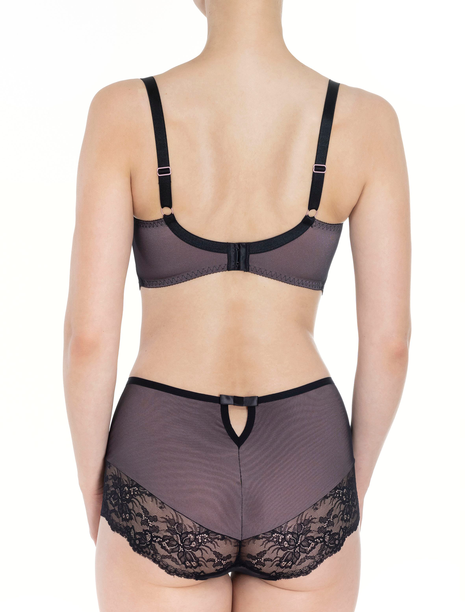 Lauma, Black Half-padded Bra, On Model Back, 12K40