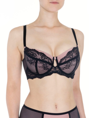 Lauma, Black Half-padded Bra, On Model Front, 12K40