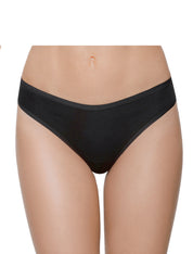 Lauma, Black Seamless Mid Waist String Tanga, On Model Front, 14B60