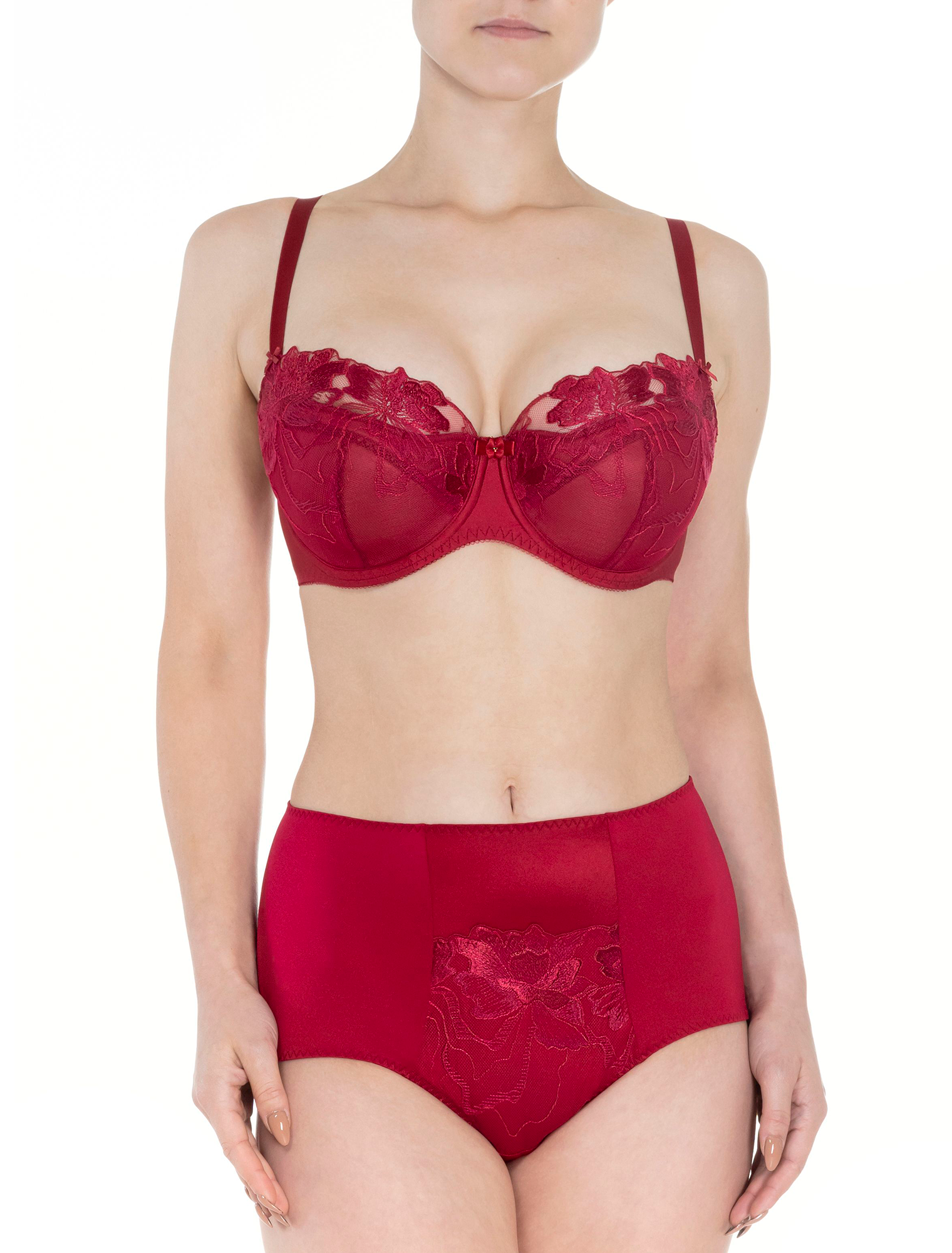 Lauma, Red Half-padded Bra, On Model Front, 17K40