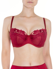 Lauma, Red Half-padded Bra, On Model Front, 17K40