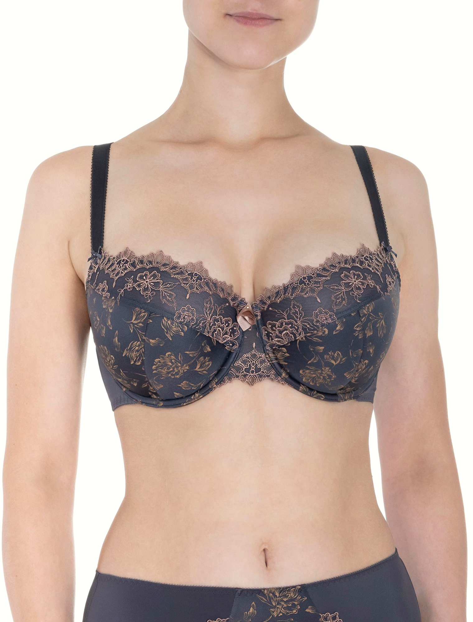 Lauma, Dark Grey Half-padded Bra, On Model Front, 18K40