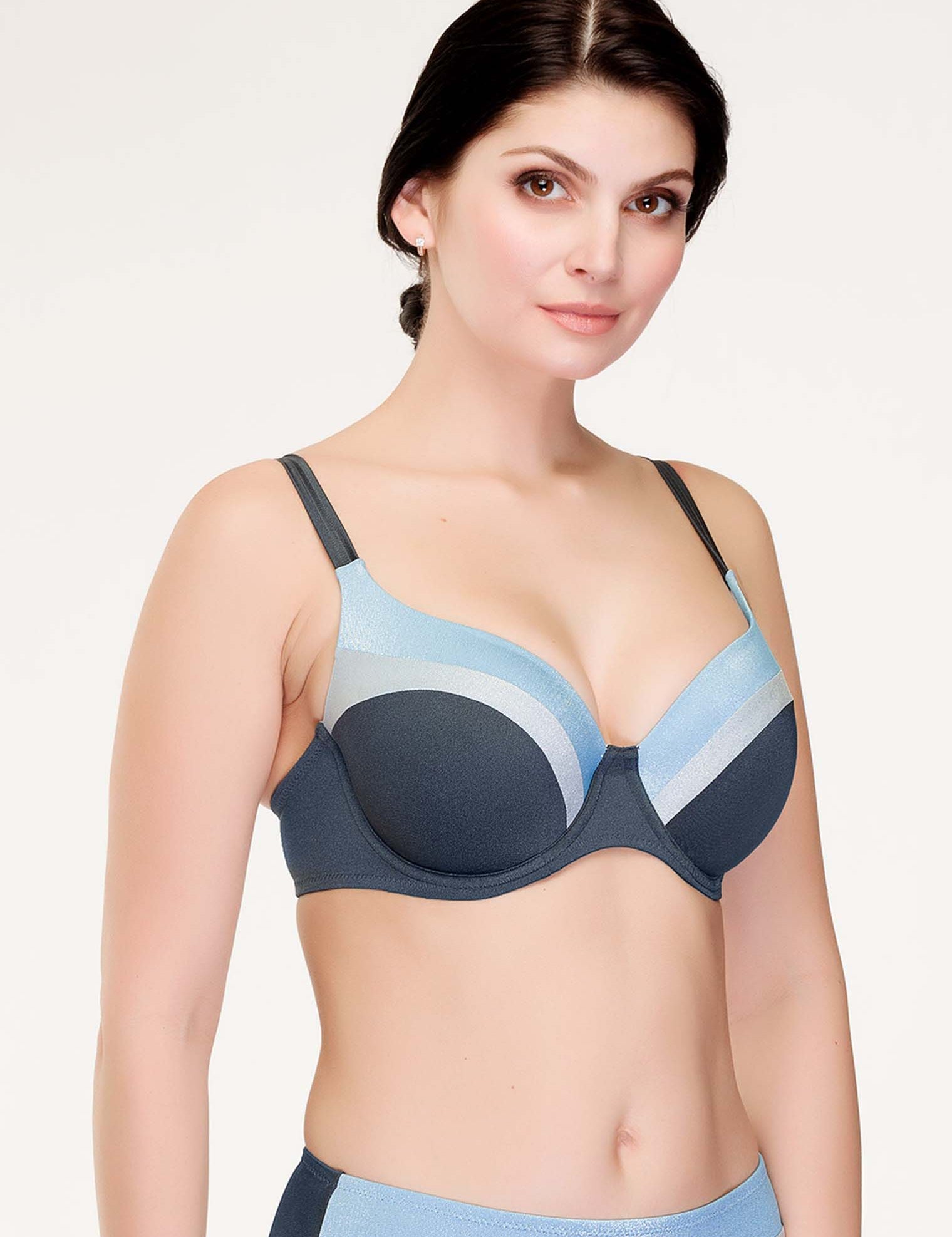 Lauma, Grey Bikini Top, On Model Front, 19J31