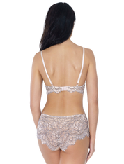 Lauma, Beige Non-wired Lace Push-up Bra, On Model Back, 19K38