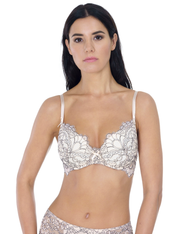 Lauma, Beige Non-wired Lace Push-up Bra, On Model Front, 19K38
