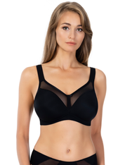 Lauma, Black Wireless Moulded Bra, On Model Front, 20K20