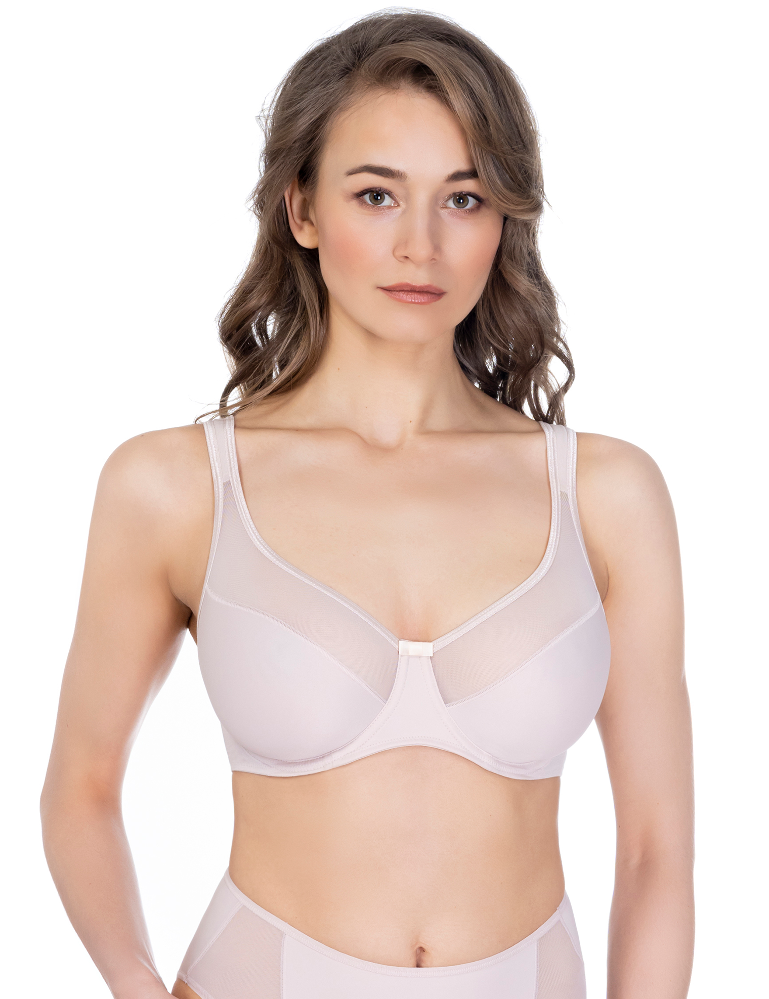 Lauma, Beige Non-padded Moulded Underwired Bra, On Model Front, 20K22
