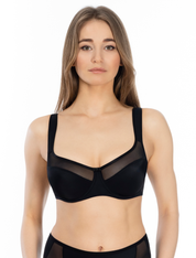 Lauma, Black Non-padded Moulded Underwired Bra, On Model Front, 20K22