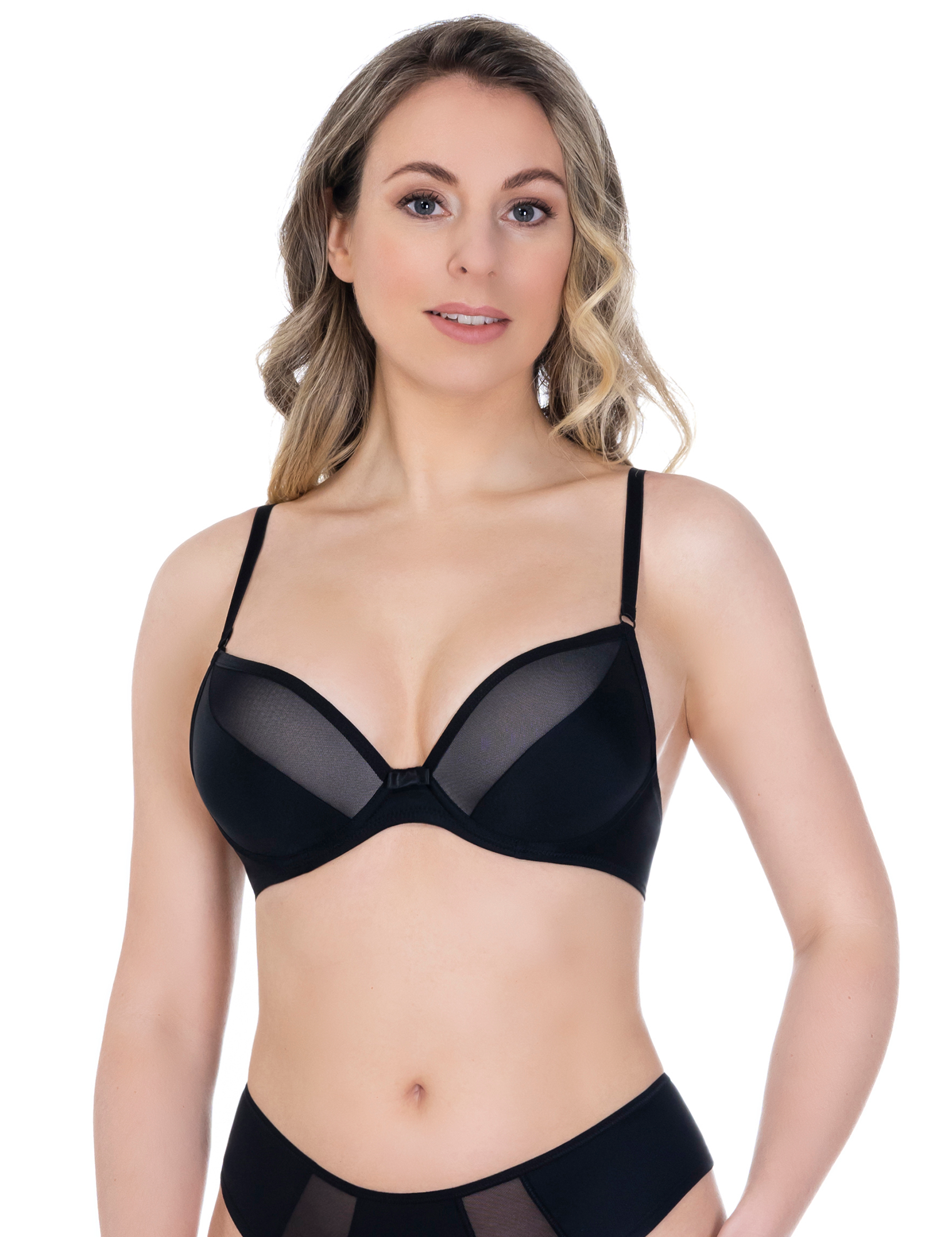 Lauma, Black Moulded Push-up Bra, On Model Front, 20K35