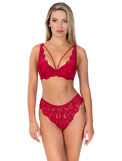 Lauma, Red Lace Push-up Bra, On Model Front, 24K10