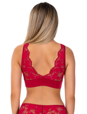 Lauma, Red Lace Bralette, On Model Back, 24K22