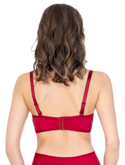 Lauma, Red Balconette Bra, On Model Back, 24K30