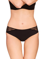 Lauma, Black Lace Mid Waist Panties, On Model Front, 26F50