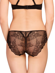 Lauma, Black Lace Mid Waist Panties, On Model Back, 26F50