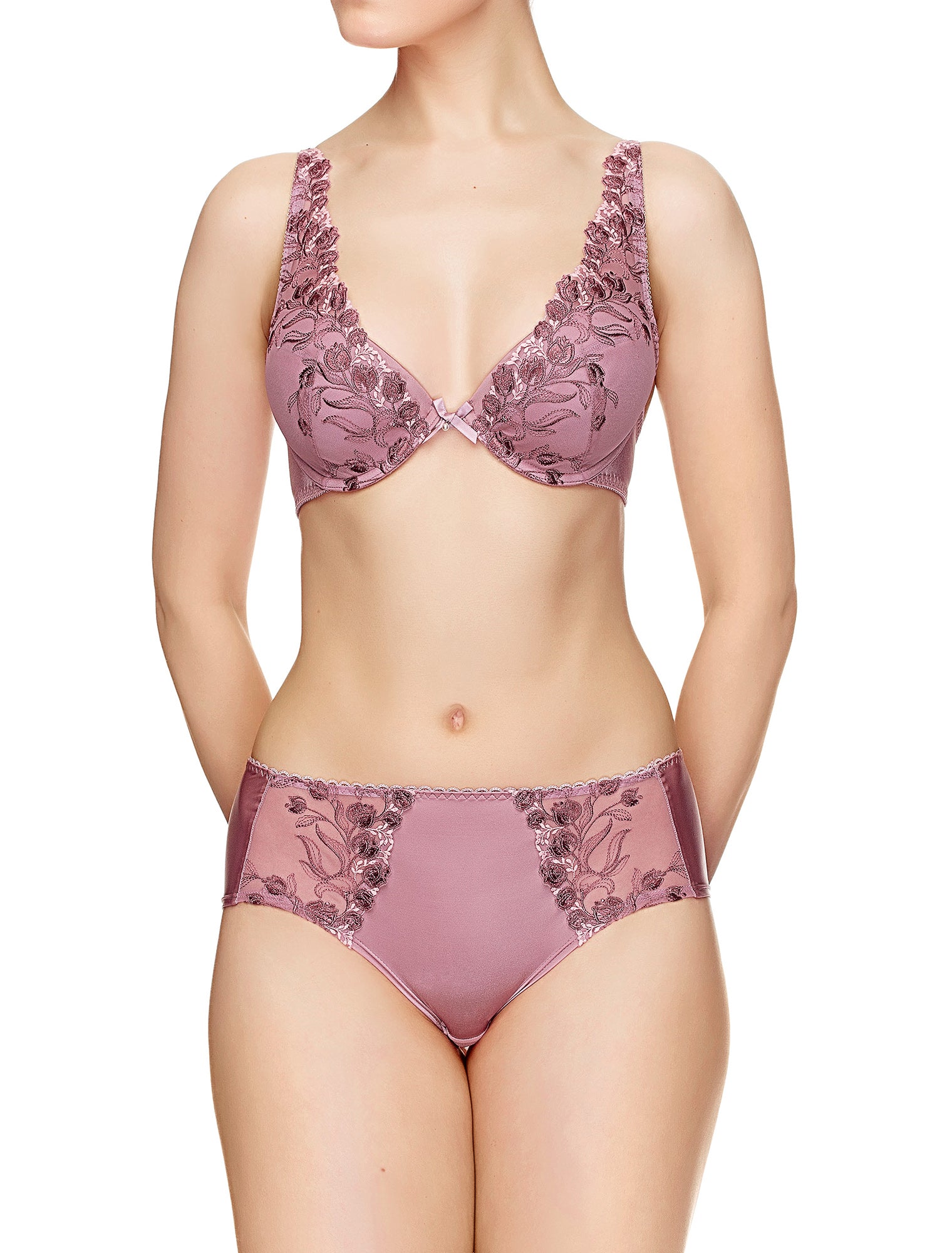 Lauma, Violet Plunge Push-up Bra, On Model Front, 34J10