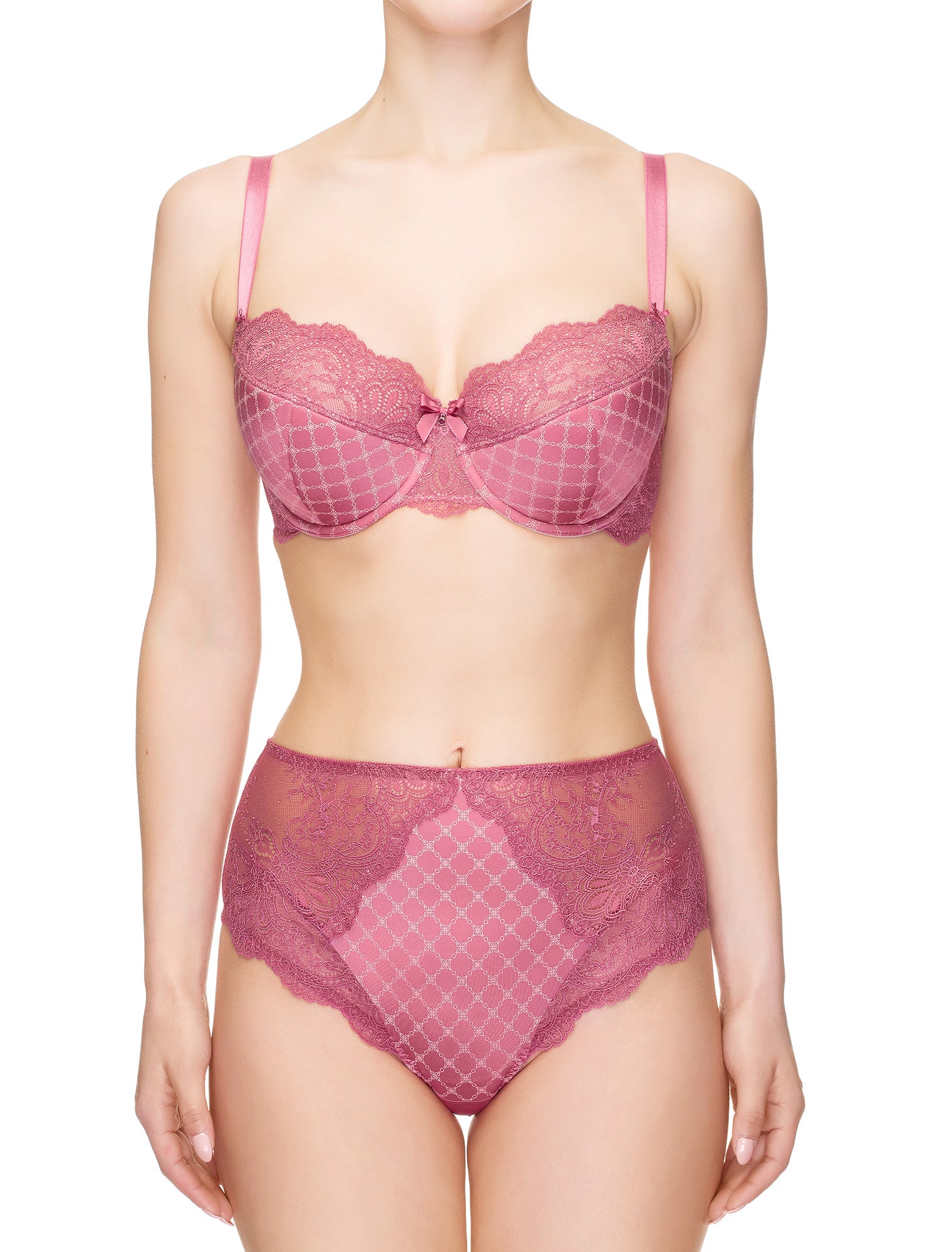 Lauma, Pink Half-padded Bra, On Model Front, 35J40