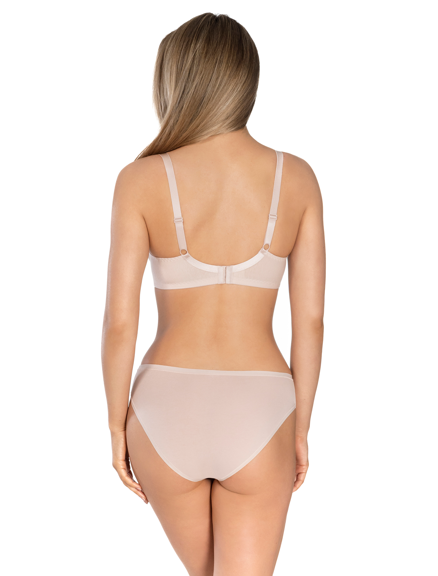 Lauma, Beige Underwired Non-padded Cotton Bra, On Model Back, 38C20