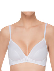 Lauma, White Wireless Cotton Soft-cup Bra, On Model Front, 38C22