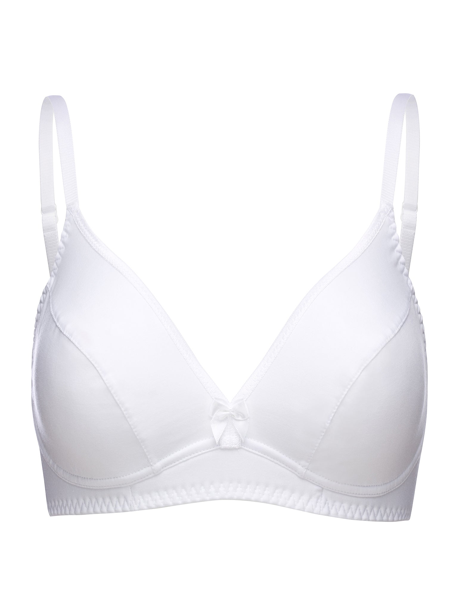 Lauma, White Wireless Cotton Soft-cup Bra, On Model Front, 38C22