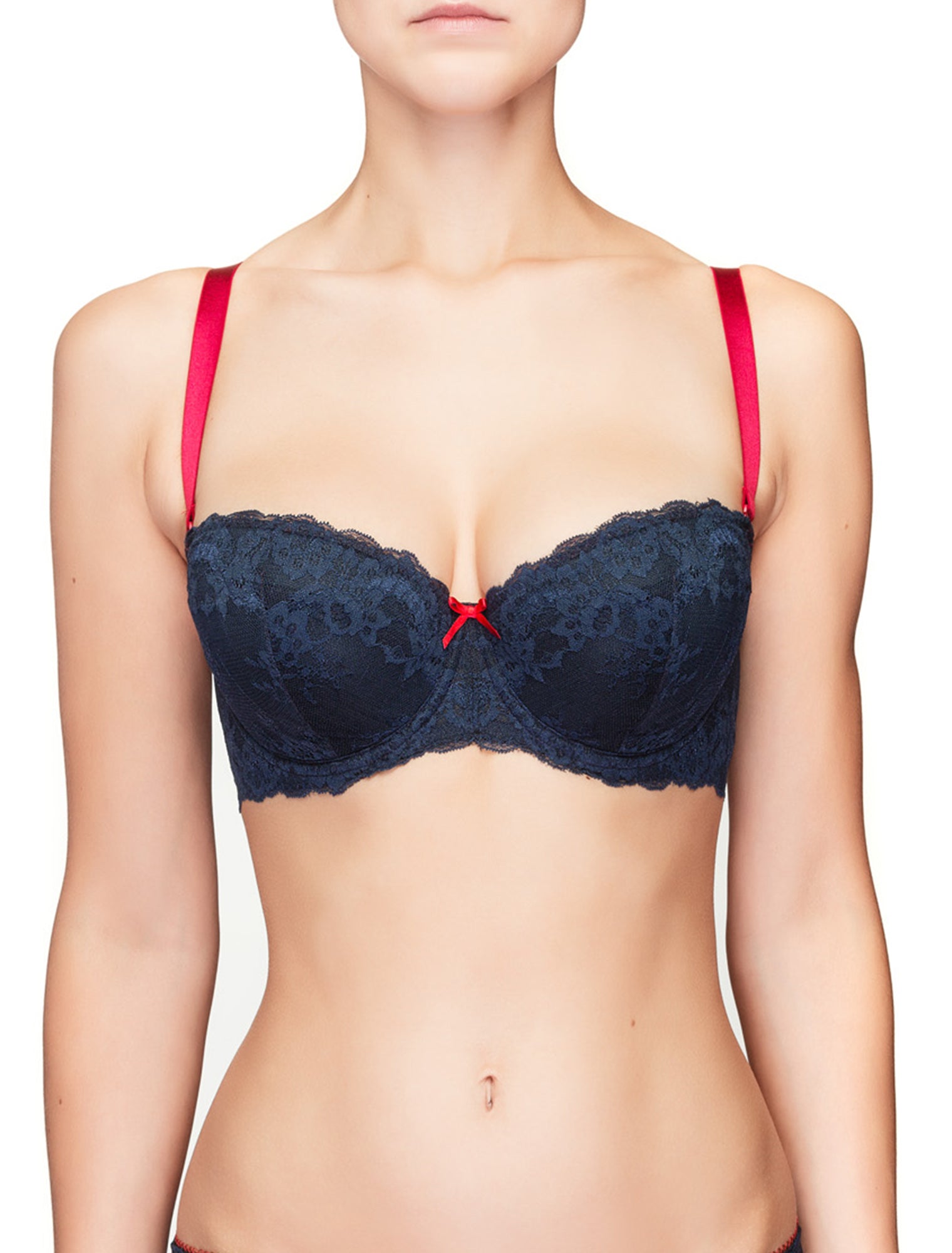 Lauma, Blue Padded Balconette Bra, On Model Front, 38H30
