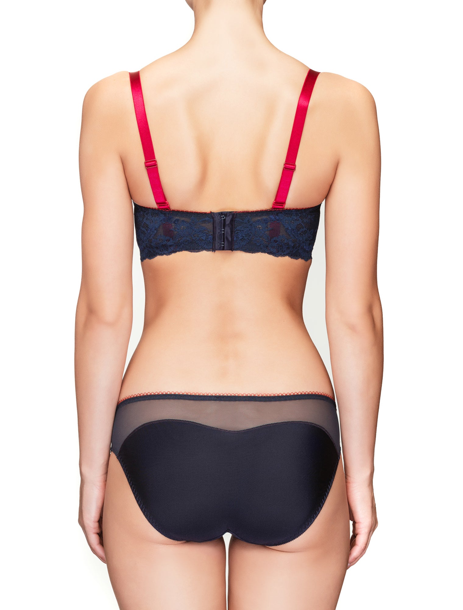 Lauma, Blue Padded Balconette Bra, On Model Back, 38H30