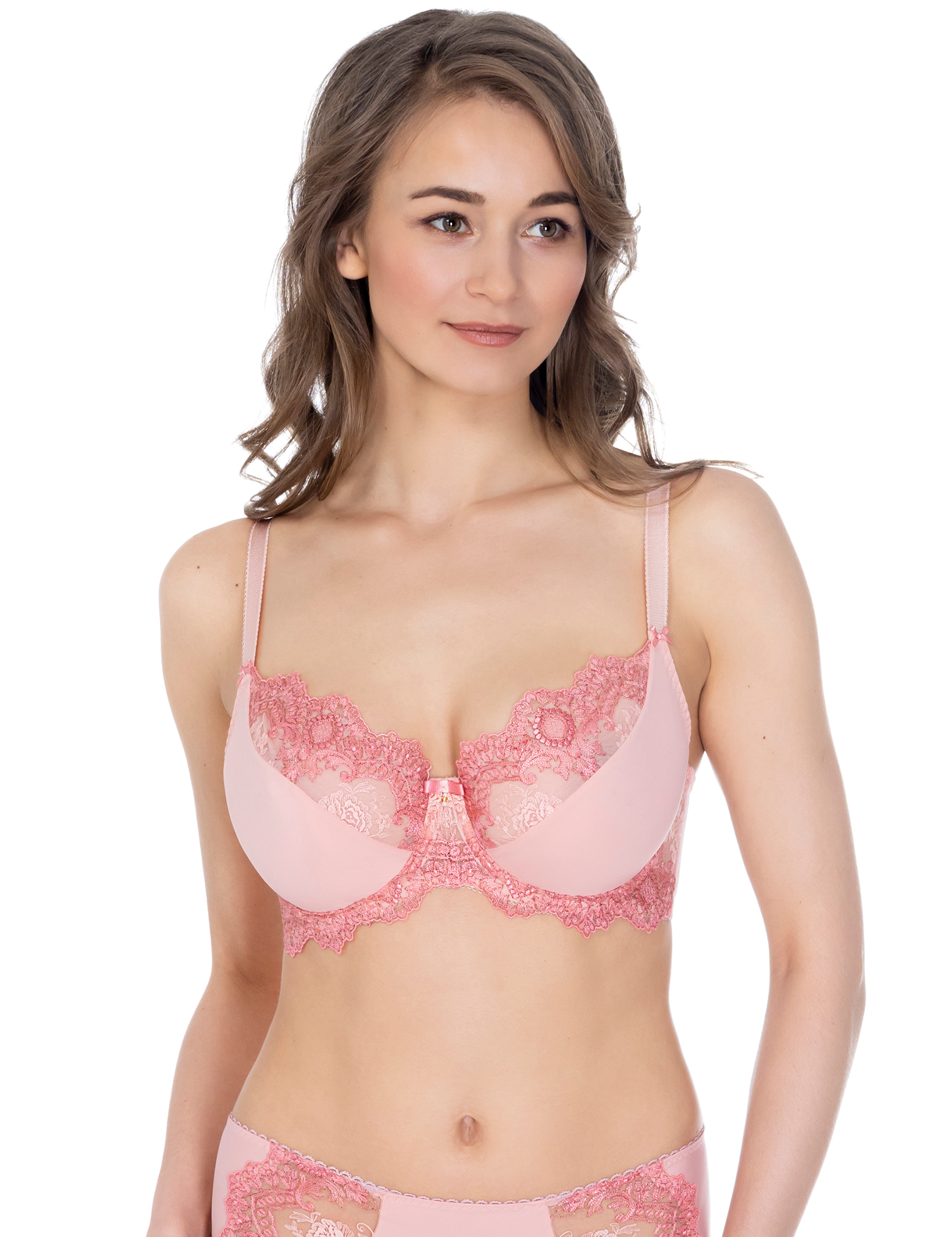 Lauma, Pink Underwired Non-padded Bra, On Model Front, 38K20