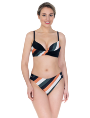 Lauma, Black Striped Bikini, On Model Front, 39K35