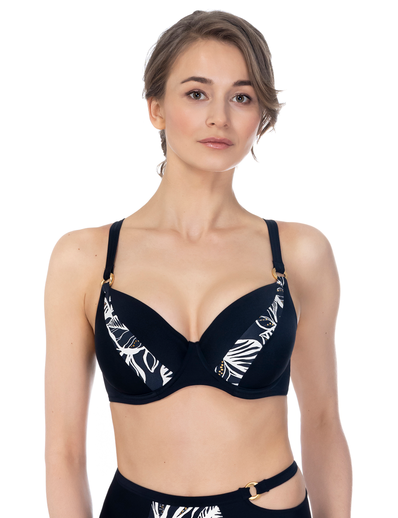 Lauma, Black Bikini Top, On Model Front, 40K20