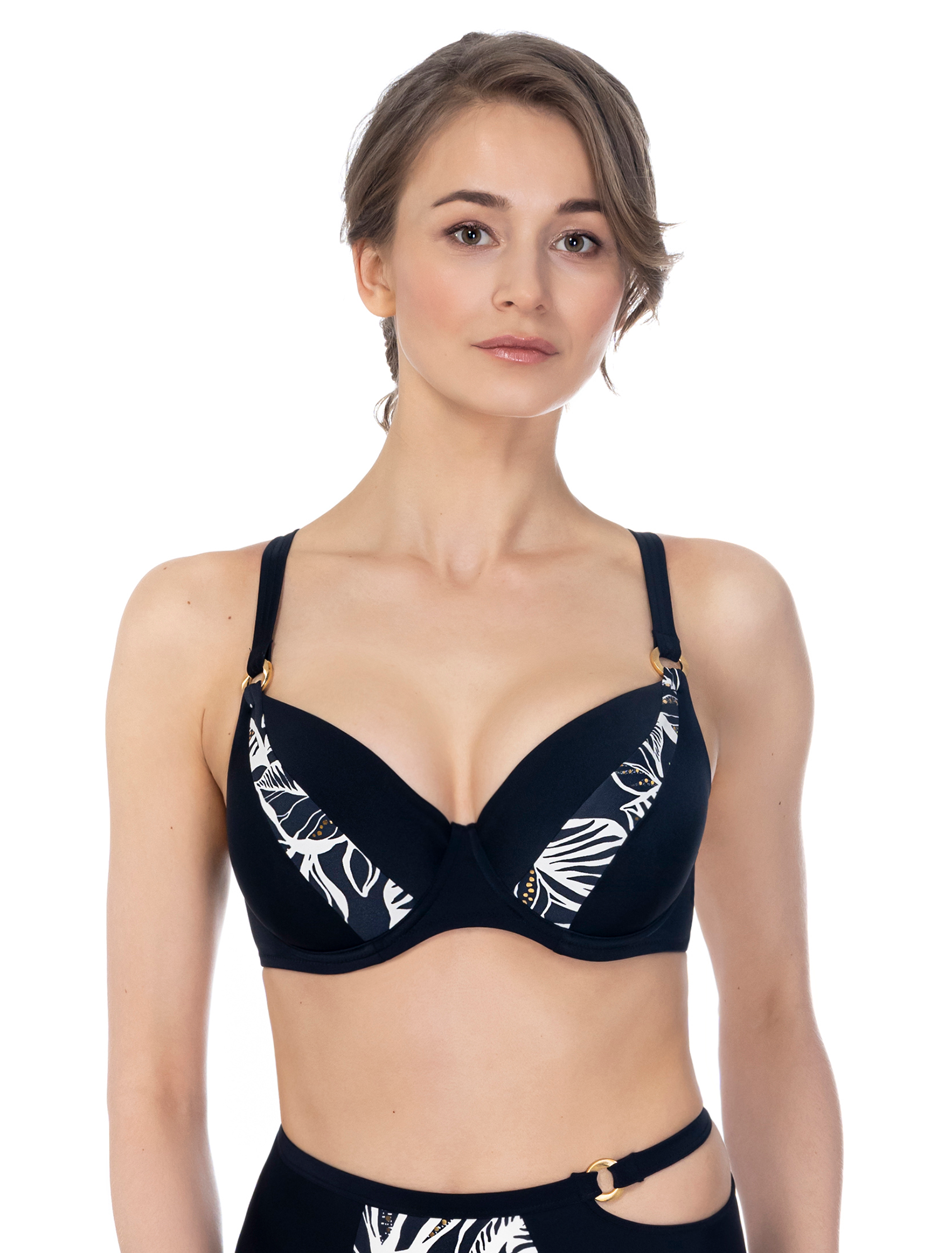 Lauma, Black Bikini Top, On Model Front, 40K20