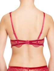 Lauma, Red Plunge Push Up Lace Bra, On Model Back, 41H10