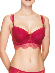 Lauma, Red Underwired Padded Lace Bra, On Model Front, 41H31